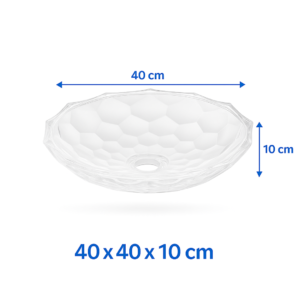 อ่างล้างหน้าแก้วคริสตัลทรงกลม รุ่น B-2868 จาก Bathline ขนาด 40x40x10 ซม. พื้นผิวลายรังผึ้ง