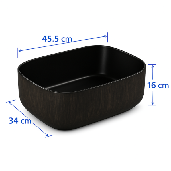 อ่างล้างหน้าวางบนเคาน์เตอร์ รุ่น B-8722-3 Rustic จาก Bathline ลายไม้สีดำด้านสไตล์ Modern Rustic