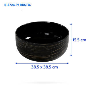 อ่างล้างหน้าทรงกลมลายหินอ่อนดำทอง รุ่น B-8724-19 วางบนเคาน์เตอร์ แบรนด์ Bathline
