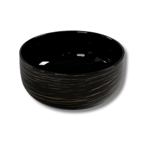 อ่างล้างหน้าทรงกลมลายหินอ่อนดำทอง รุ่น B-8724-19 วางบนเคาน์เตอร์ แบรนด์ Bathline