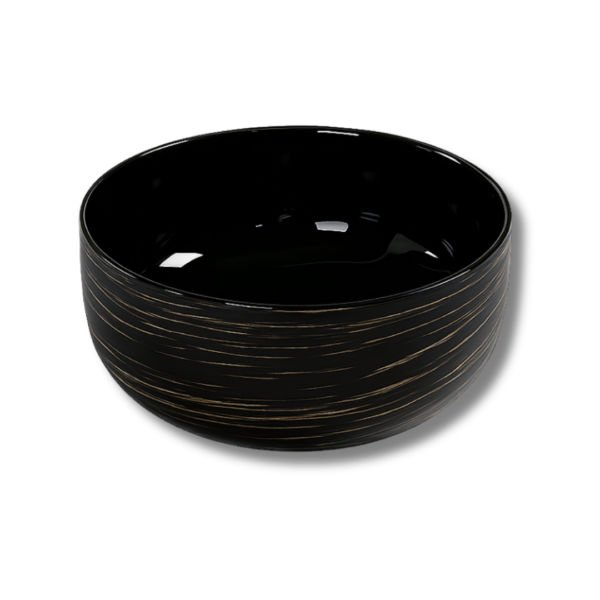 อ่างล้างหน้าทรงกลมลายหินอ่อนดำทอง รุ่น B-8724-19 วางบนเคาน์เตอร์ แบรนด์ Bathline